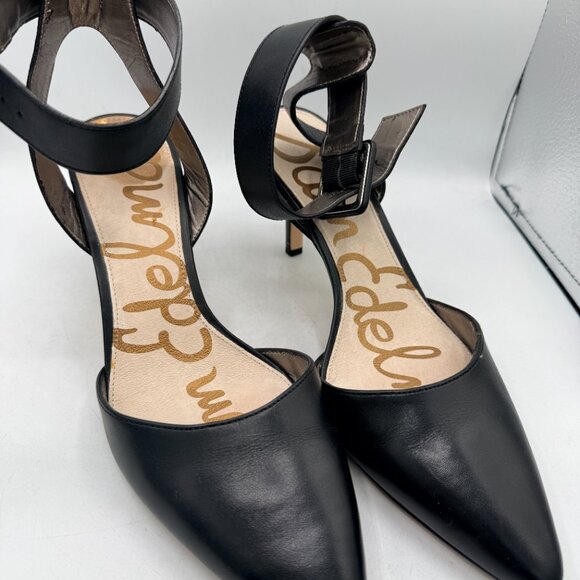 ✨ Sam Edelman “Okala” Black Leather Ankle Strap D’Orsay Heels – Size 8 – - Picture 3 of 12